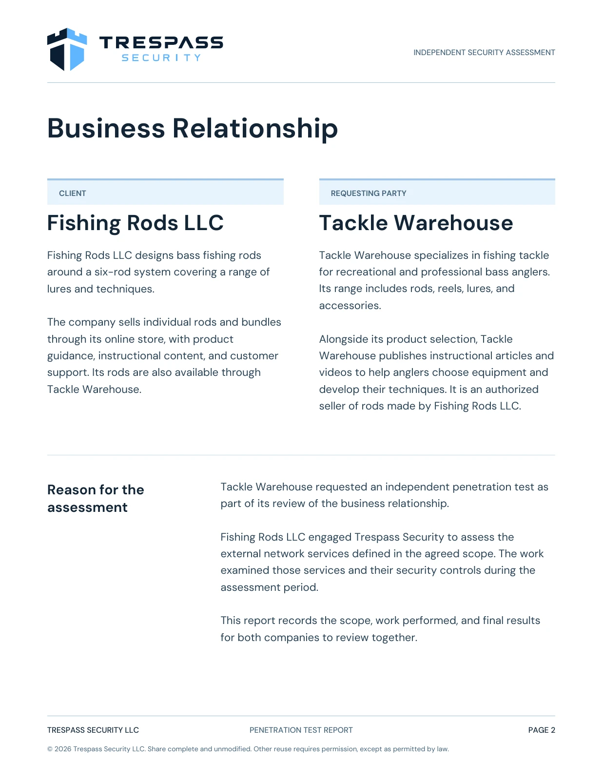 Sample Business Relationship page
